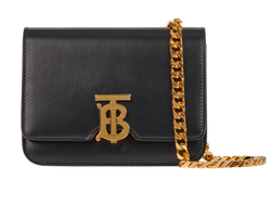 TB Chain Belt Bag, Leather, Black, MII, DB, 3*